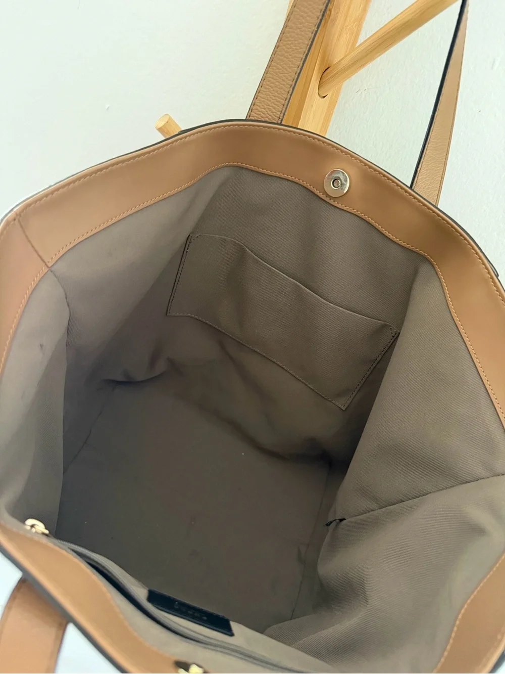Furla Cognac Pebbled Leather Tote with Gold Accents - Picture 4 of 5